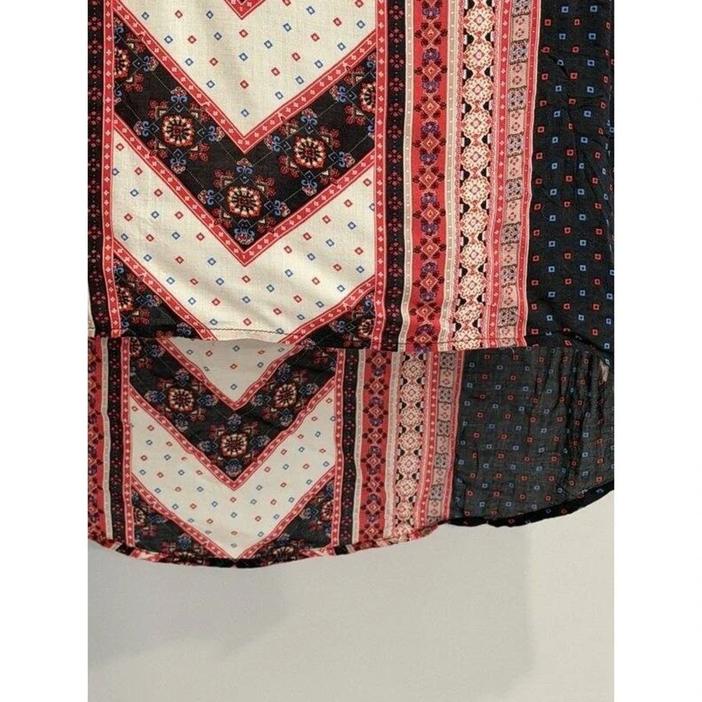 Free People Peacemaker Dress Size M Red‎ Black Tribal Print High Low BOHO M